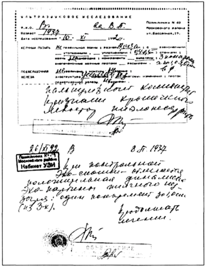 Рис. 1. УЗИ больной до лечения и после приема Литолизина